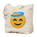 Grande emoji reciclado algodão corda alça praia sacola de compras personalizado atacado